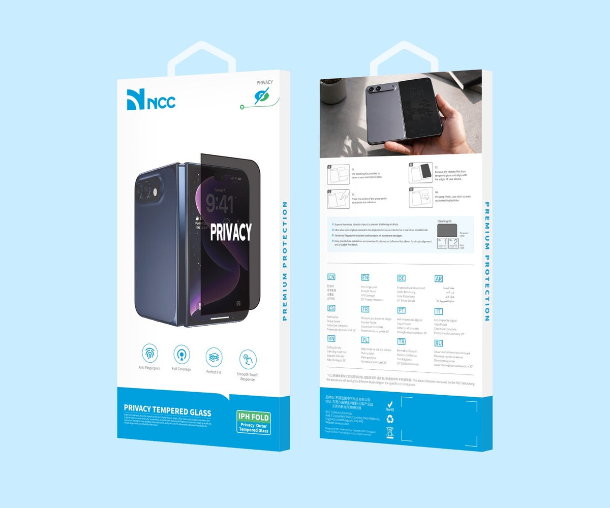 NCC iPhone Duo / Fold Outer Privacy Tempered Glass