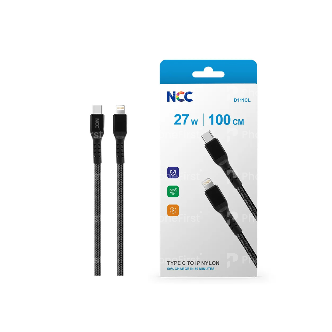 NCC USB-C to Lightning Cable 27W 1M Nylon Black