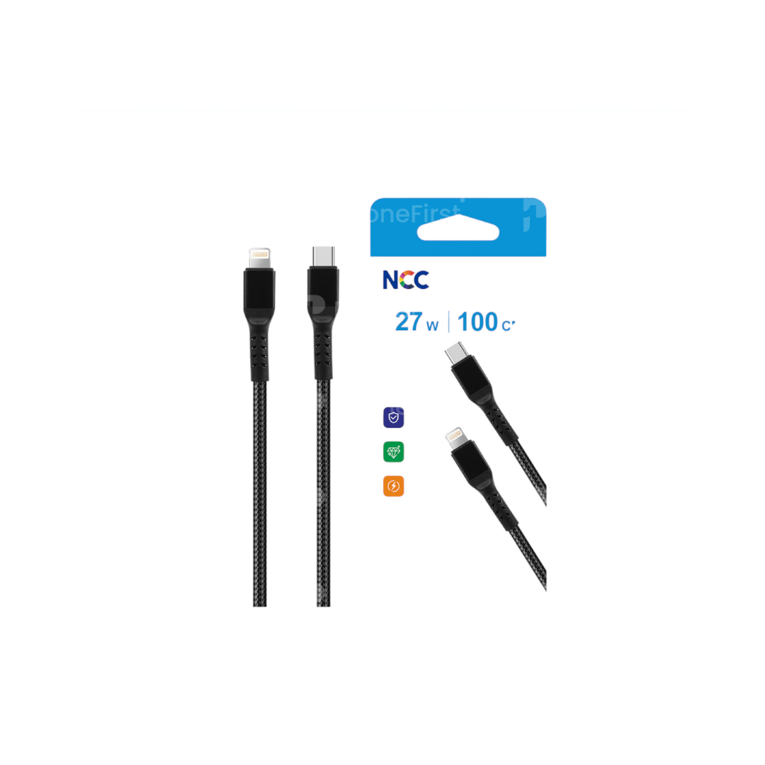 NCC USB-C to Lightning Cable 27W 2M Nylon Black