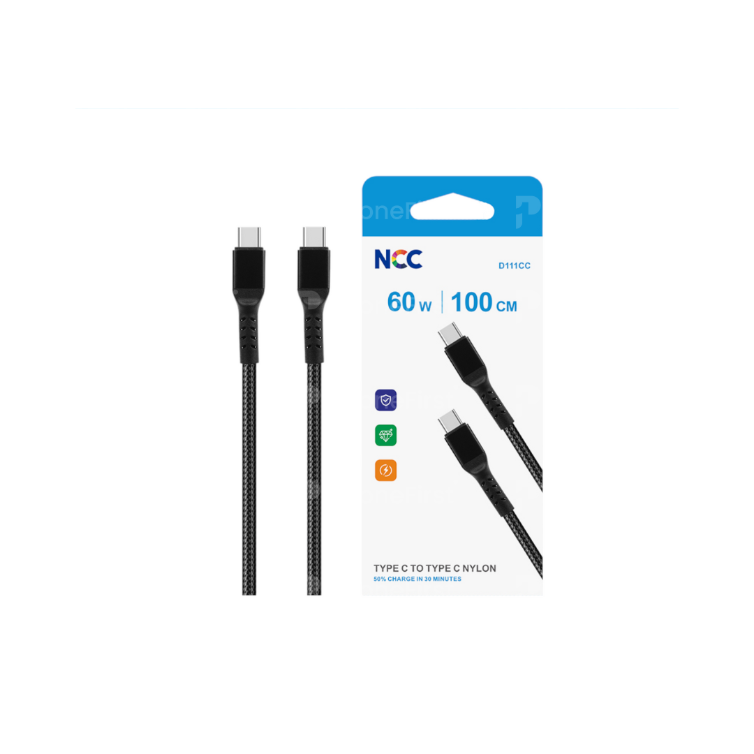 NCC USB-C to USB-C Cable 60W 1M Nylon Black