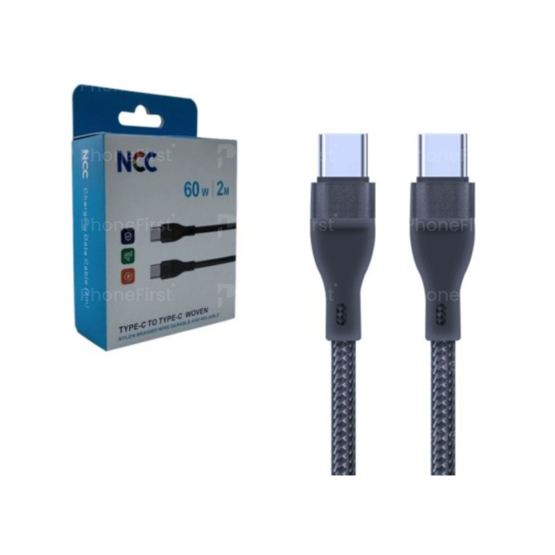 NCC USB-C to USB-C Cable 60W 2M Nylon Black