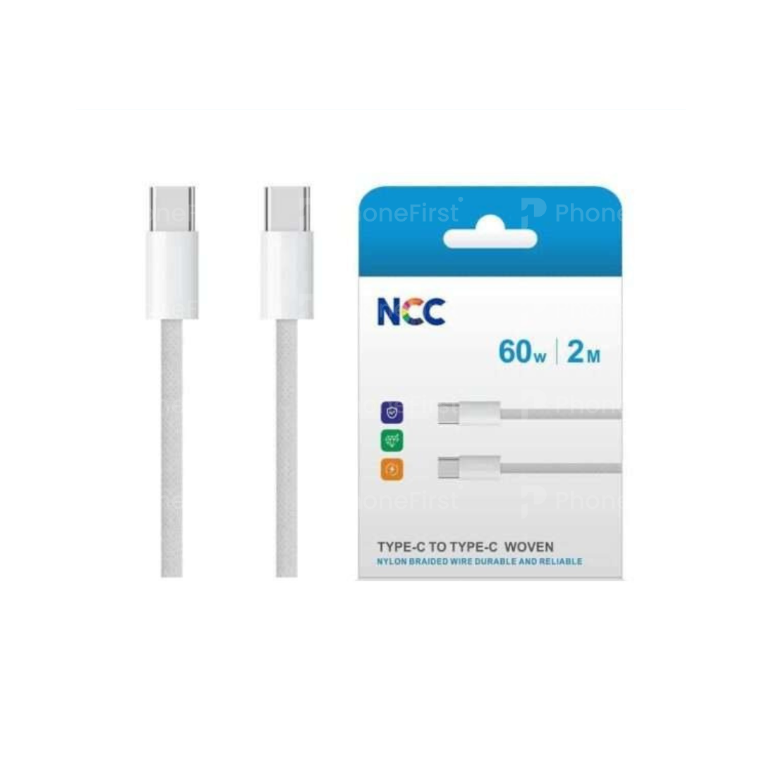 NCC USB-C to USB-C Cable 60W 2M Nylon White/Gray