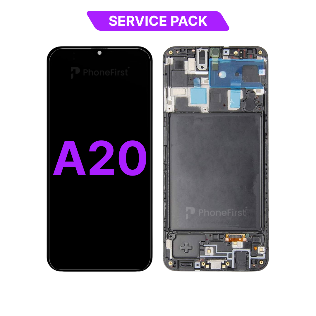 Samsung A20 A205 LCD (W/F) Service Pack Black
