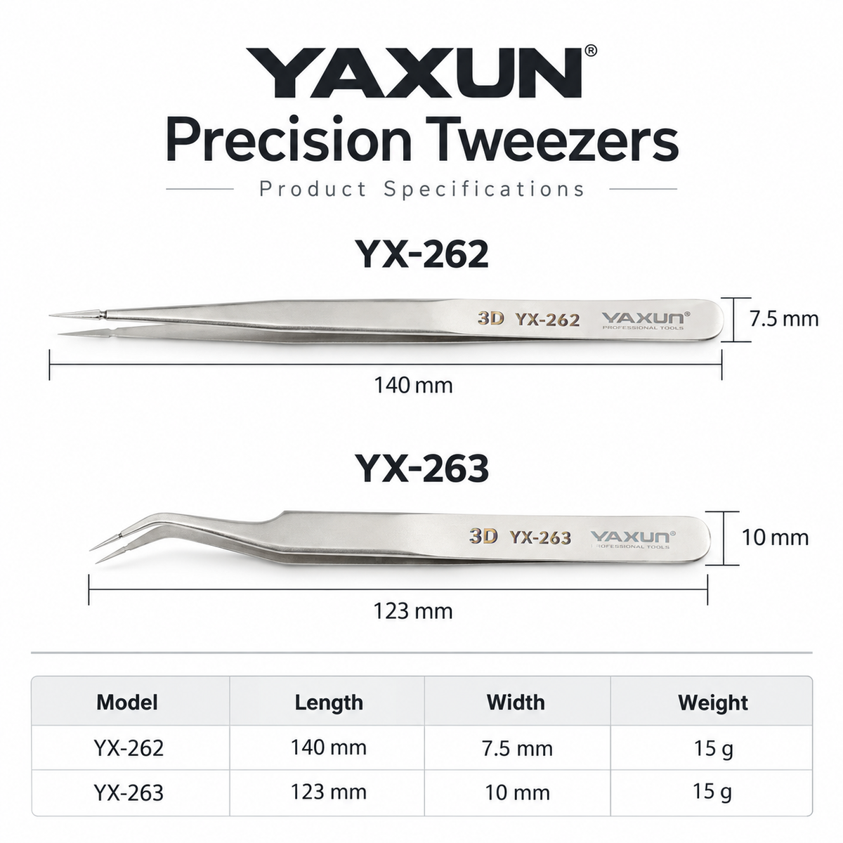 Yaxun YX-262 YX-263 Tweezer (Set of 2)