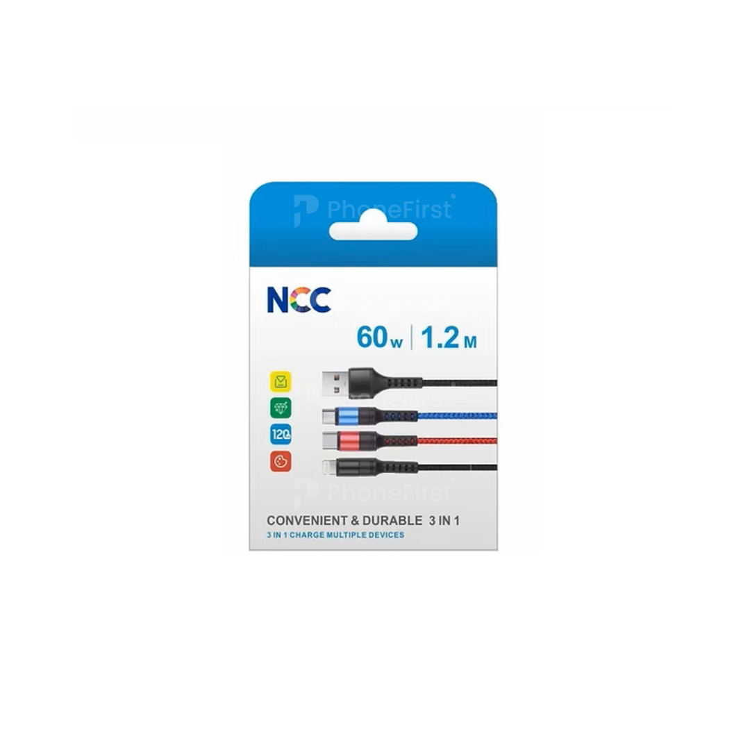 NCC USB-A to 3 in 1 Cable 60W