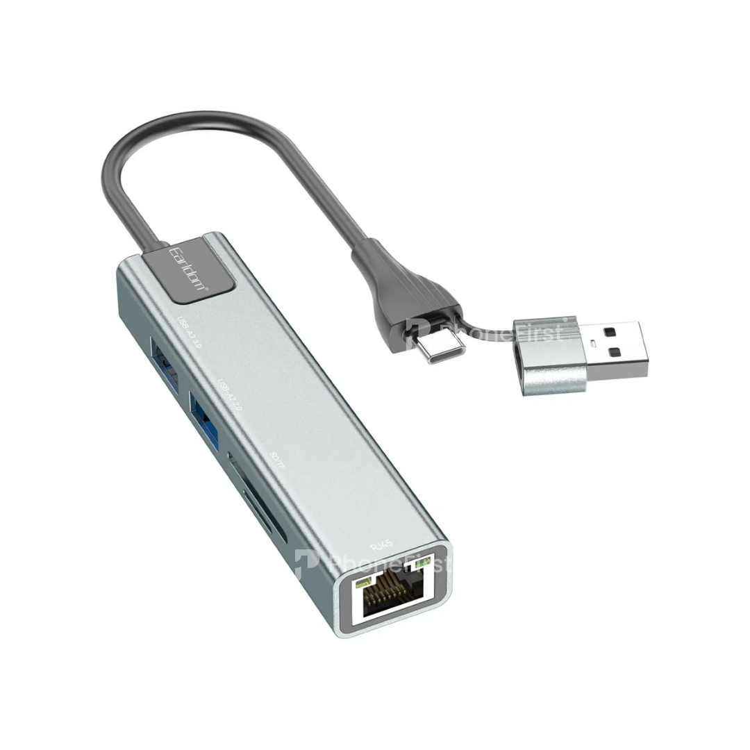 Earldom 6 in 1 USB & USB - C to RJ45 Lan Hub HUB24