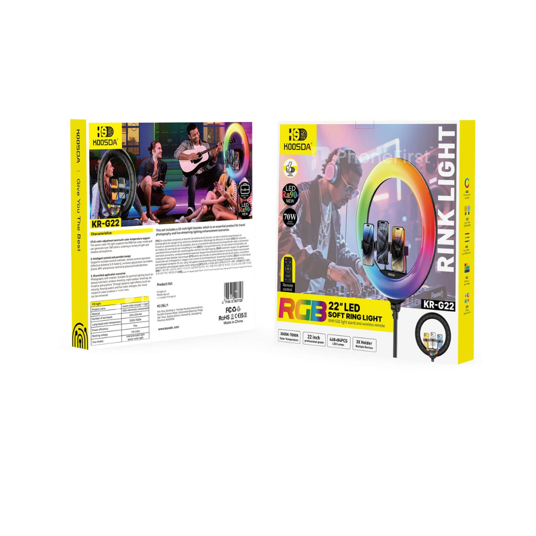 Koosda KR-G22 RGB Soft Ring Light With Remote 22in