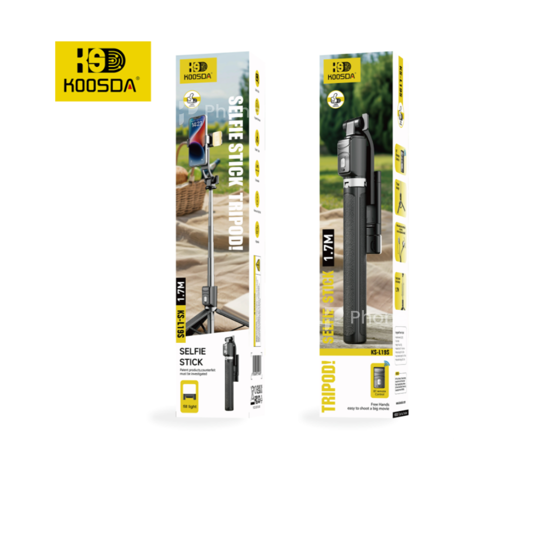 Koosda KS-L19S Selfie Stick Tripod With Light 1.7mtr