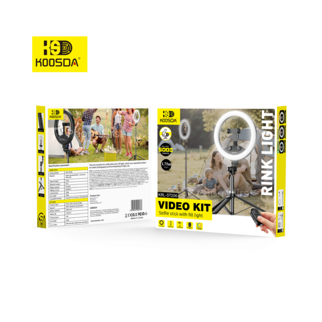Koosda KRL-ST200 Video Kit Selfie Stick With Full Light