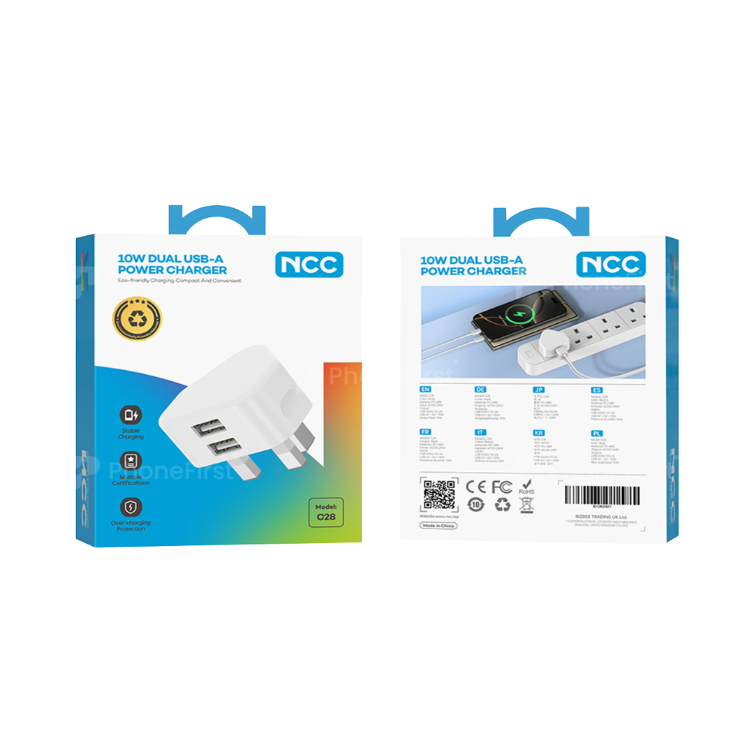 NCC 10W Dual USB-A 10W Power Charger Plug C28