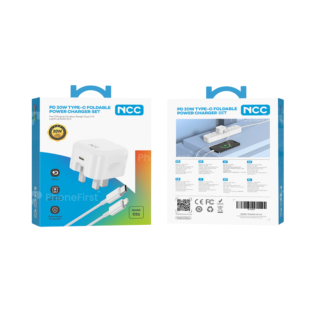 NCC PD 20W Type-C Foldable Power Charger Set (C-C) C111S
