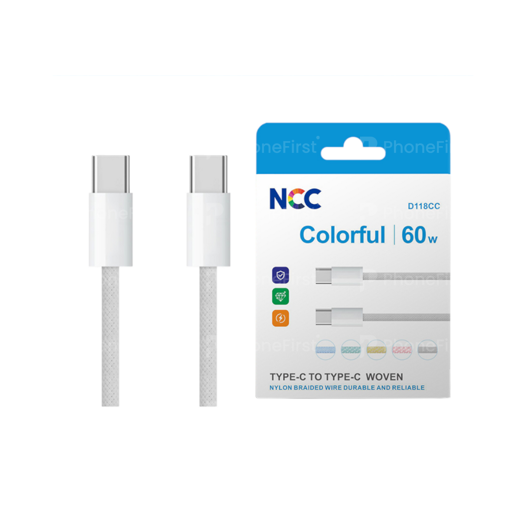 NCC USB-C to USB-C Cable 60W 1M Nylon White/Gray