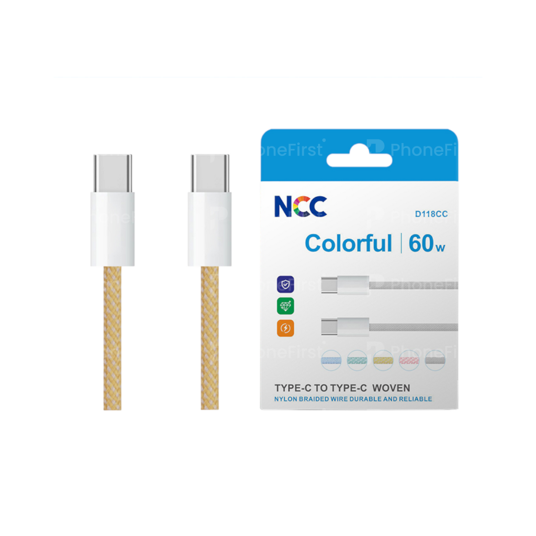 NCC USB-C to USB-C Cable 60W 1M Nylon Yellow