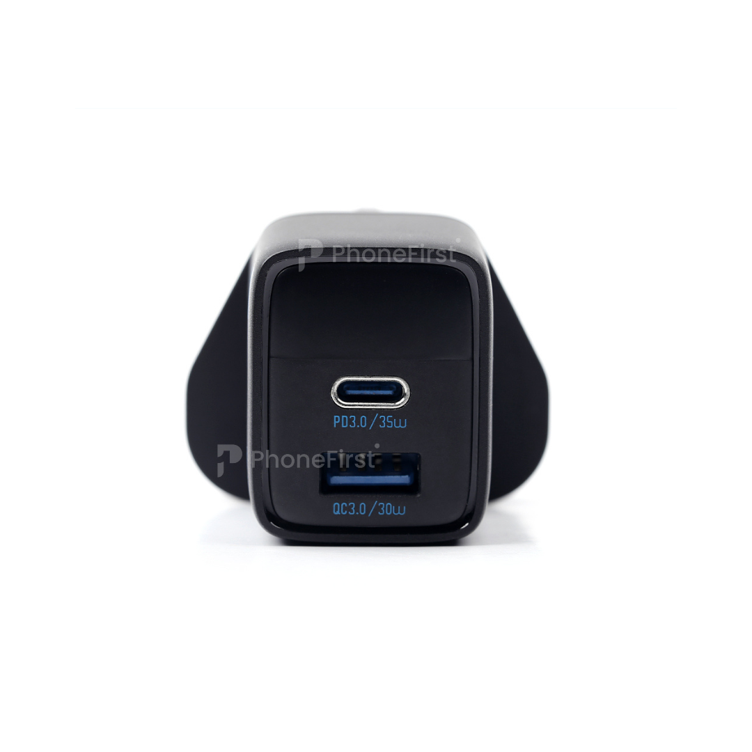 NCC Unfoldable USB-A & TYPE-C 35W Power Charger Plug Black CD-0401
