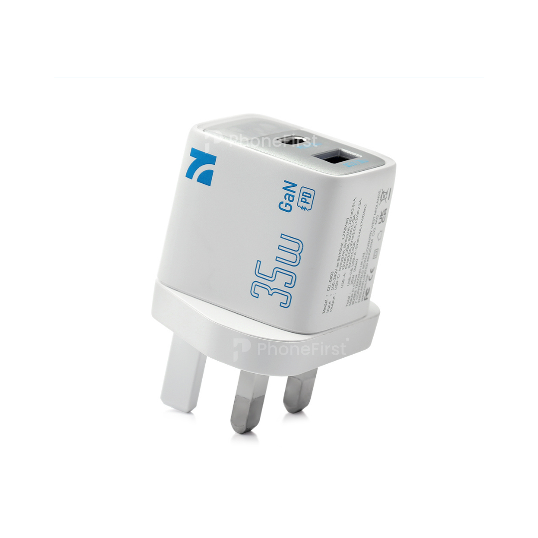 NCC Unfoldable USB-A & TYPE-C 35W Power Charger Plug White CD-0403