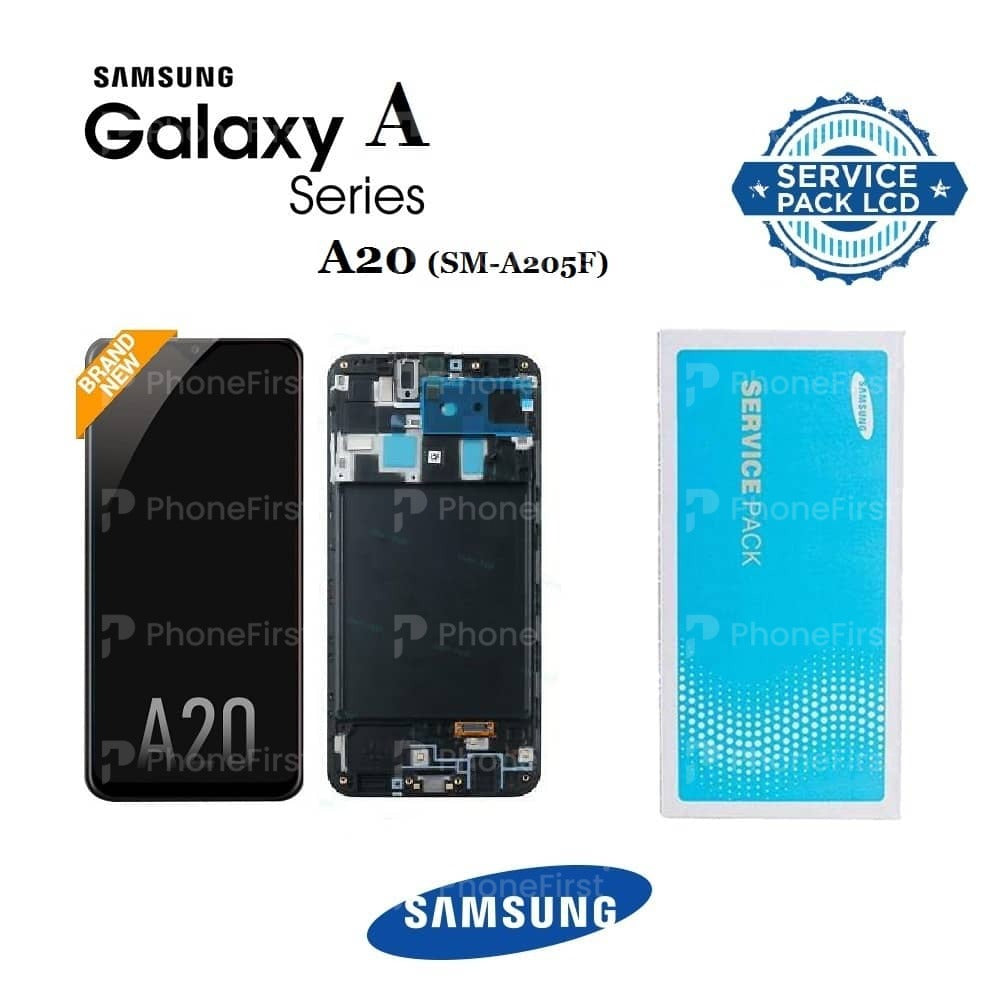Samsung A20 A205 LCD (W/F) Service Pack Black